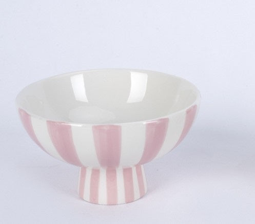 Aardewerk plateau roze gestreept