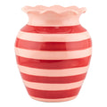 Aardewerk vaas roze/rood gestreept