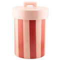 Aardewerk opbergbox roze/ rood gestreept