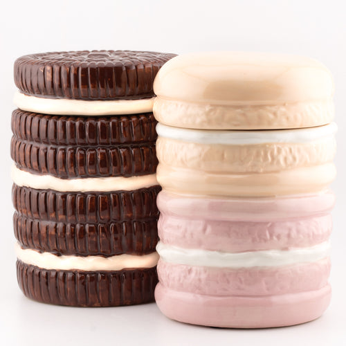 Aardewerk opbergbakje roze macarons