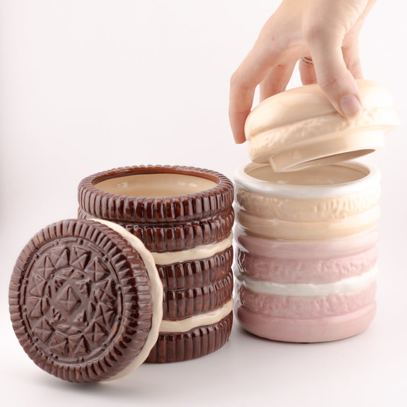 Aardewerk opbergbakje roze macarons