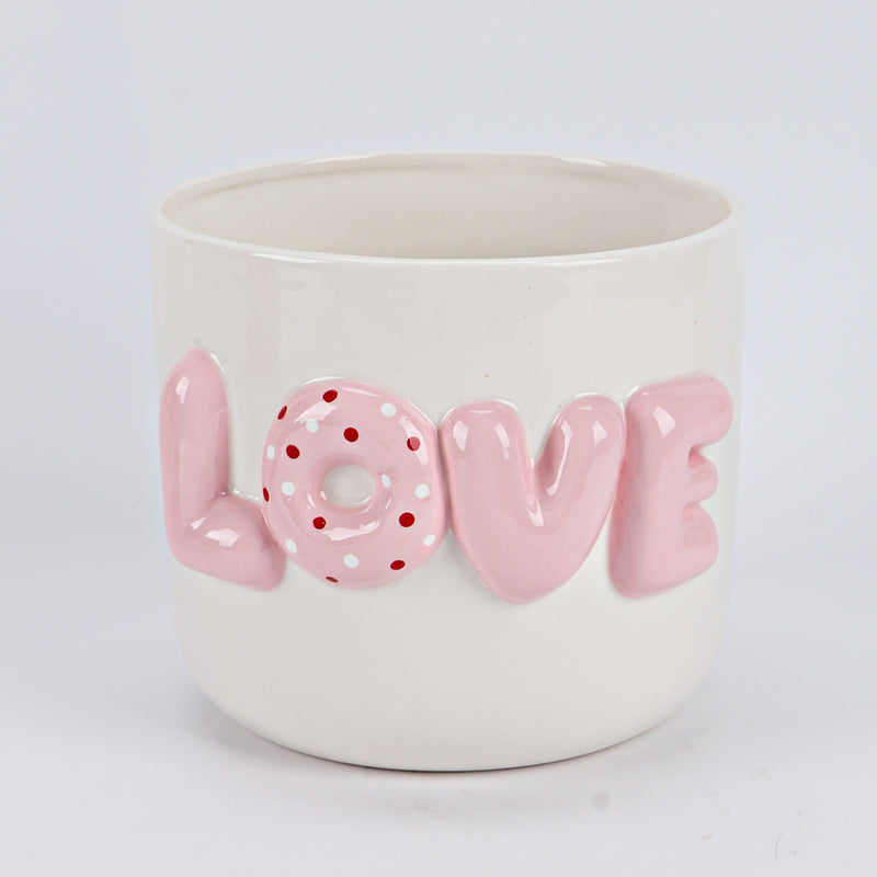 Aardewerk vaas / bloempot Love