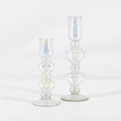 Glazen kaarsenstandaard hartjes duo Tone