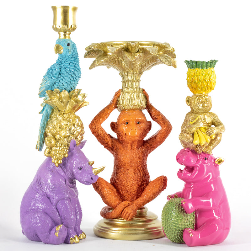 Kaarsenstandaard Nijlpaard en Aap