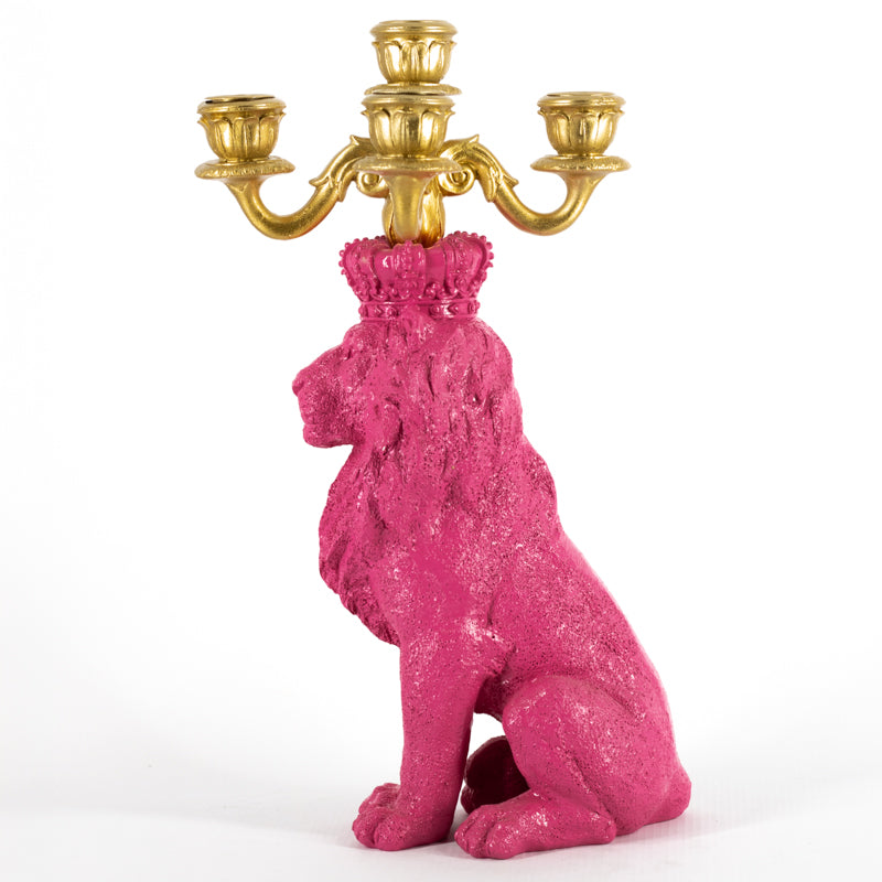 Kandelaar Leeuw Roze